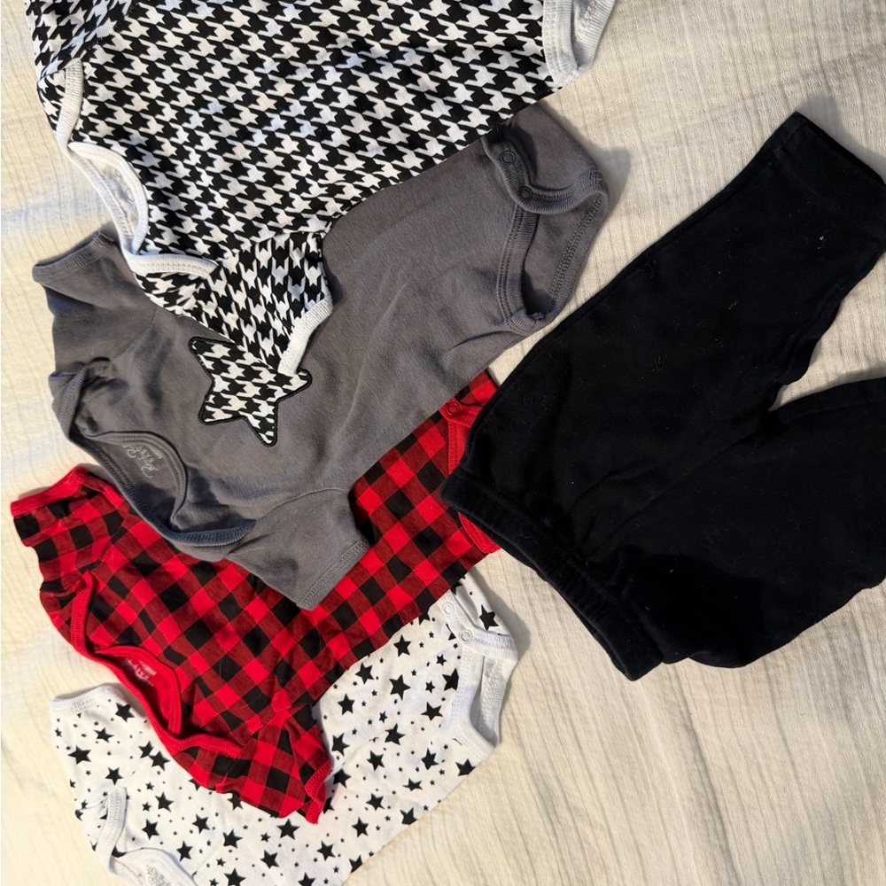 Baby Skater Boy Bodysuit and Leggings Set - Black, Gray, Red